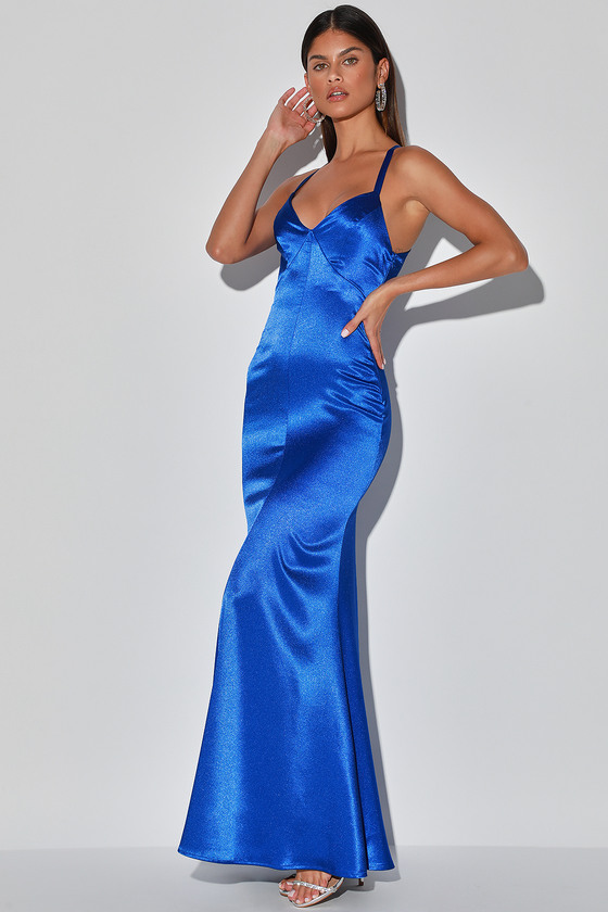 Pretty Cobalt Blue Maxi Dress - Mermaid ...